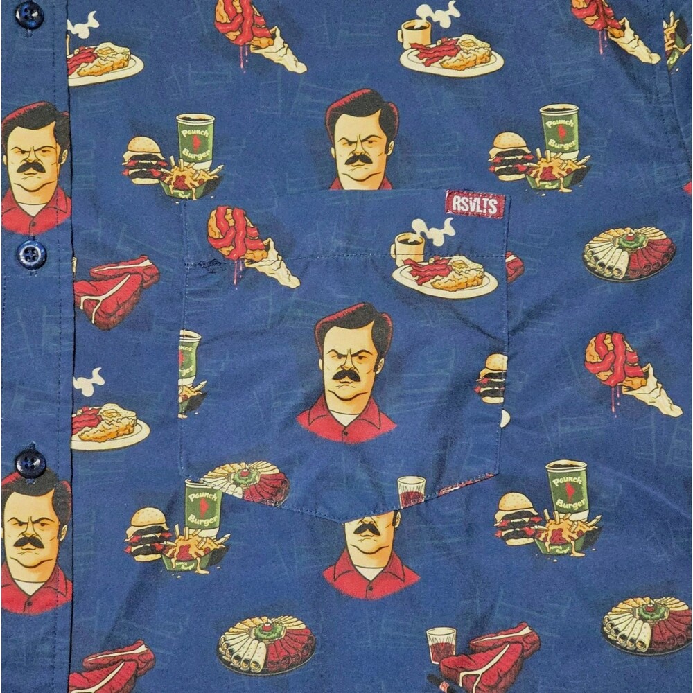 RSVLTS Navy Blue Parks Recreation Turf N Turf Kunuflex Short Sleeve Shirt 2XL - Picture 6 of 10